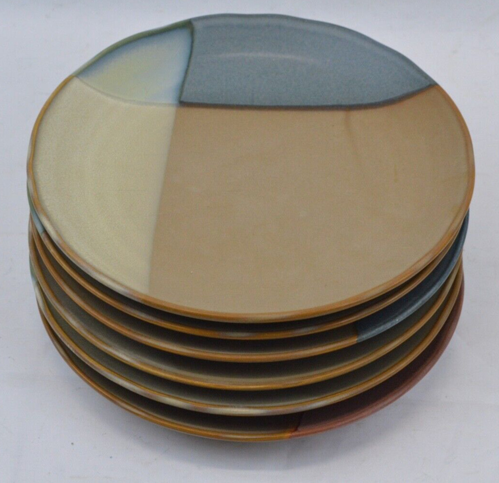 Sango Gold Dust Stoneware Salad Plates Set 6 8" Sienna & Green 5040 5039